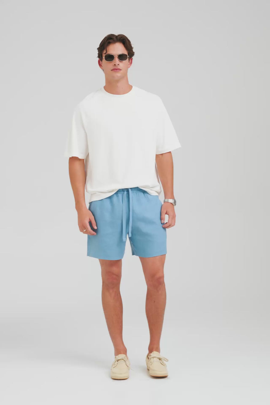 Linen Lounge Short - Ocean Blue [[M_D1 - 34068 - Linen Lounge Short - Ocean Blue.mp4]]