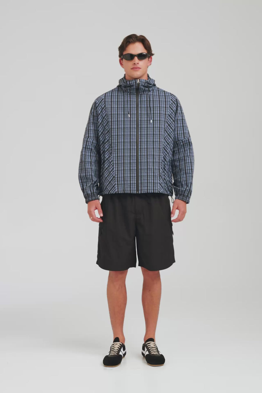 Check Hooded Windbreaker - Blue Check [[M_D1 - 36051 - Check Hooded Windbreaker - Blue Check.mp4]]