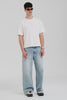 Venroy Distressed Cotton Linen T Shirt - Off White