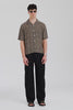 Venroy Short Sleeve Silk Camp Collar Shirt - Brown Geo